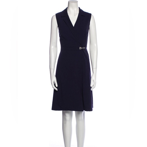 Calvin Klein Buckle Knee Length Little Black Dress - Picture 1 of 7